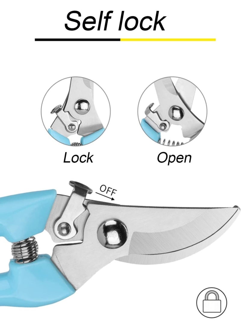 مقص البستنة المنحنى مع شفرة حديقة حديقة من الفولاذ المقاوم للصدأ الحادة لقطع الزهور تقطيع النباتات في الفناء بائع الزهور زهرة ورد عشب التحوط بونساي وتجميع الفواكه (مقبض وردي) - Image 5